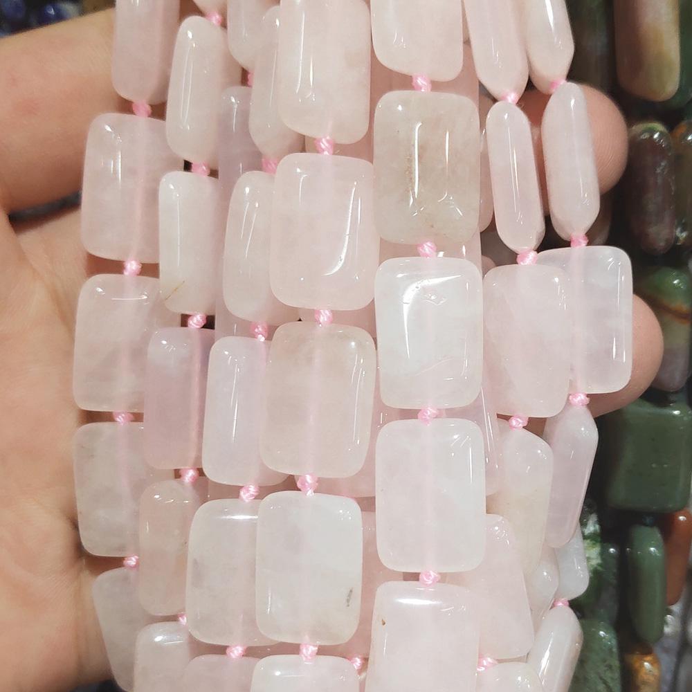 1Strand Energy Natural Stone Rectangle Beads Necklace, Reiki Healing Crystal Necklaces for Women Men Daily Wear Jewelry, Ideal Holiday Gifts 13x18 Mm