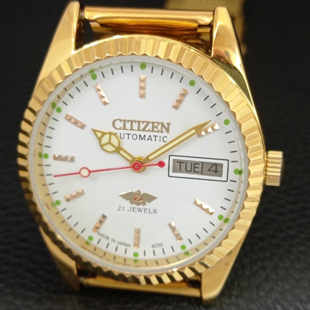 ВИНТАЖНЫЕ АВТОМАТИЧЕСКИЕ ЧАСЫ CITIZEN 8200 ВОССТАНОВЛЕННЫЕ ЯПОНИЯ МУЖСКИЕ БЕЛЫЙ ЦИФЕРБЛАТ a446816-1