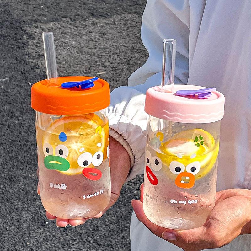Милая соломенная бутылка для воды с пузырьками Боба и жемчугом, чай с молоком, термостойкое боросиликатное стекло, герметичная чашка для кофе, сока, посуда для напитков