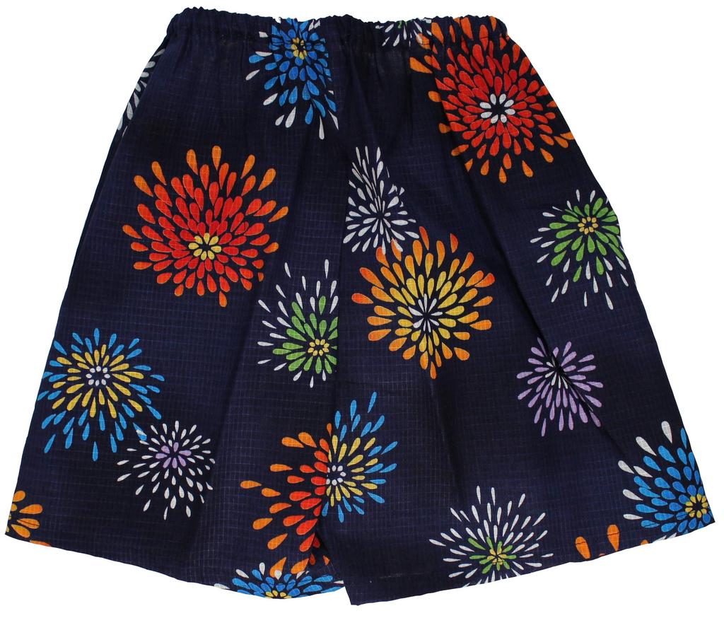 Fireworks Made In Red Summer Summer Room Wear [Warudo] Children's Jinbei, Girls, Kids, Jinbei, Pattern, Navy, Japan, Plum, 100% Cotton, Sizes 90,