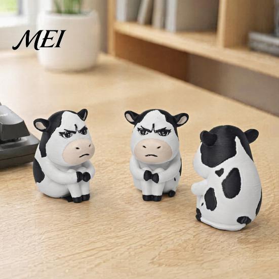 Корова Коллекционная Фигурка 3D Печатная Молочная Фигурка, Мультяшная Статуэтка Коровы для Декора Стола, Украшение для Полки в Офисе, Мини-Скульптура для Домашнего Офиса, Подарок Животное
