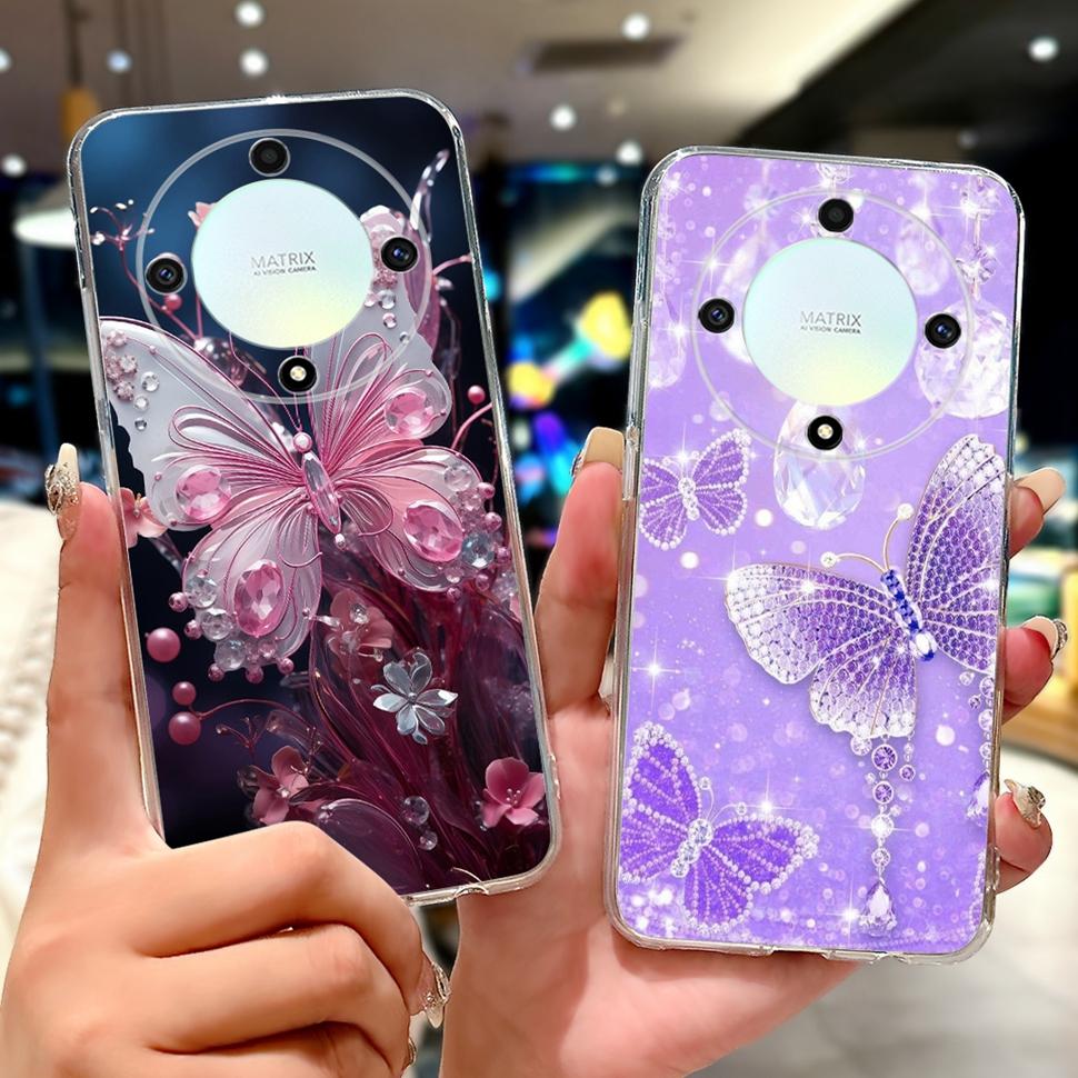 Чехол для Honor X9b 5G Цветок Бабочка Расписной Чехол Мягкий Силиконовый Корпус Для Honor X9 X9 b HonorX9b 5G Чехол для Телефона