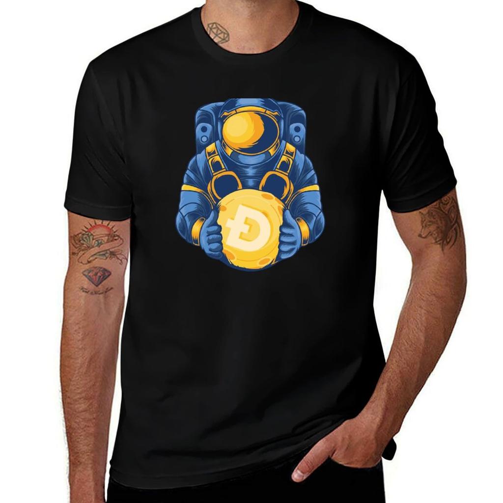 Dogecoin Doge Hodl To The Moon Astronaut Tshirt Lightweight Basic Short Sleeve Shirt Tshirt