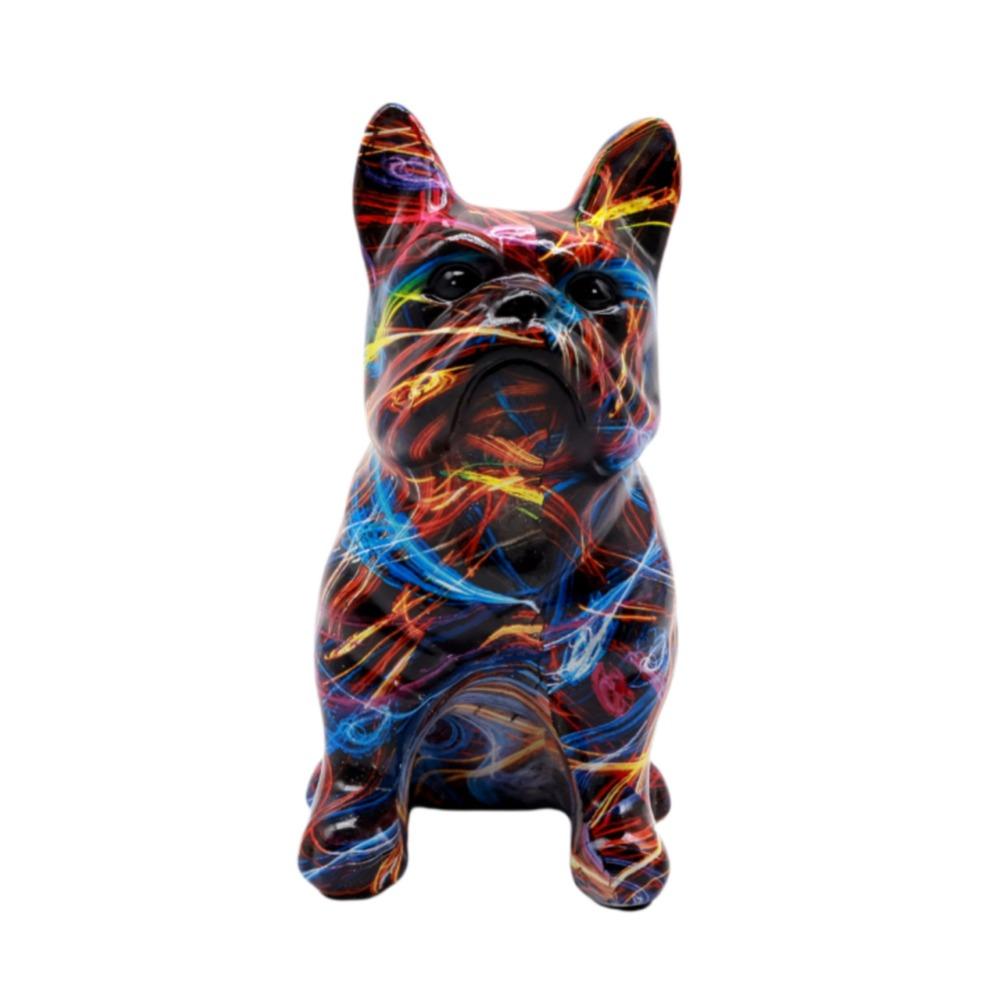 Kawaii Graffiti French Bulldog Statue Cartoon Colorful Dog Statue  Home
