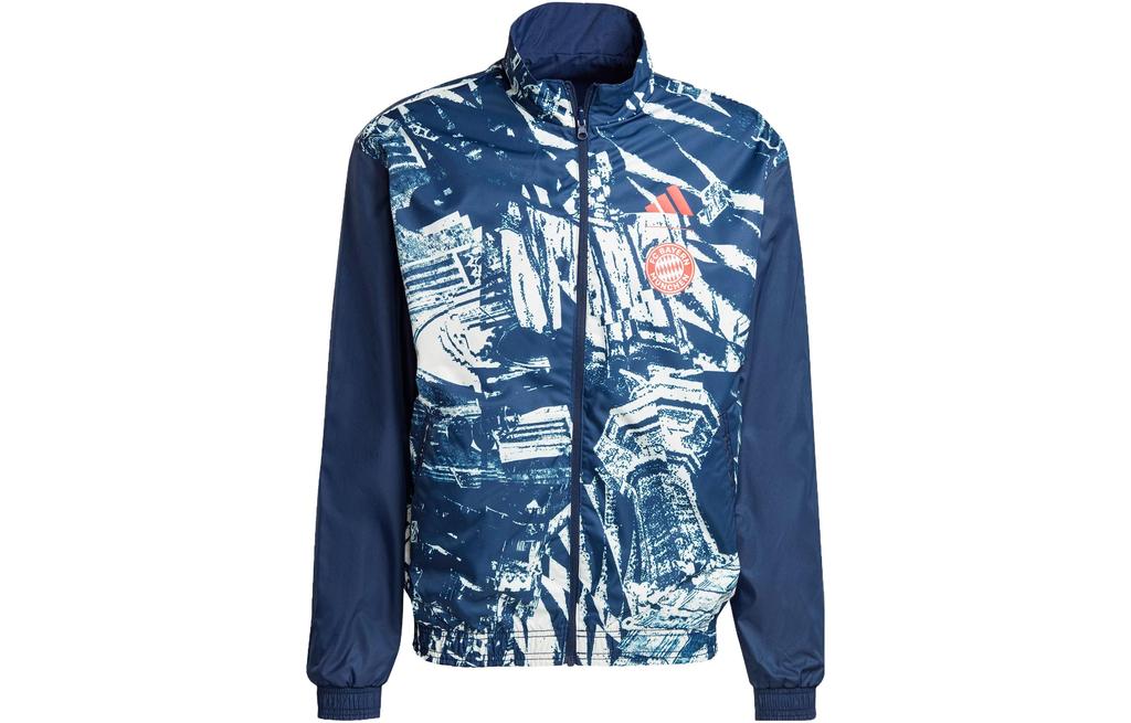 adidas Бавария ФК Бавария ФК Бавария Куртка-гимн Ретро Спортивные куртки с воротником-стойкой Мужская Темно-синий IP8316