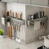 Stainless Steel Kitchen Storage Rack Wall-Mounted Multifunctional Storage Knife Rack Detachable With Multiple Brackets And Hooks