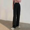 Женские однотонные костюмные брюки, эластичные прямые широкие брюки с высокой талией, свободные офисные брюки с наклонными карманами