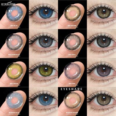 2 шт. модные цветные контактные линзы, простые синие контактные линзы, рассветно-голубые линзы, розовые контактные линзы, серо-белые линзы