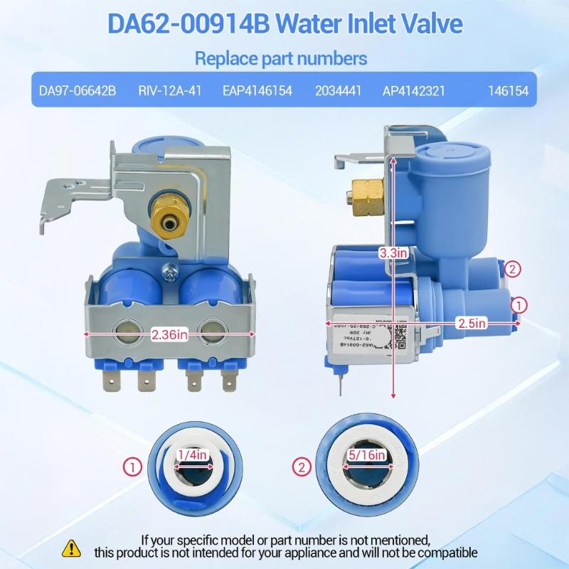 DA62-00914B Впускные клапаны для воды Коррозионностойкие клапаны для воды Сборка для длительной работы холодильника