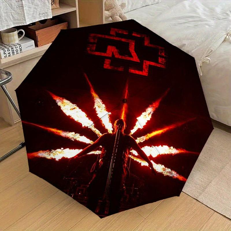 1pc Rammstein Flames Performance Themed High-quality Umbrella,Automatic Opening and Closing Umbrella,Multi-functional Umbrella G0811020