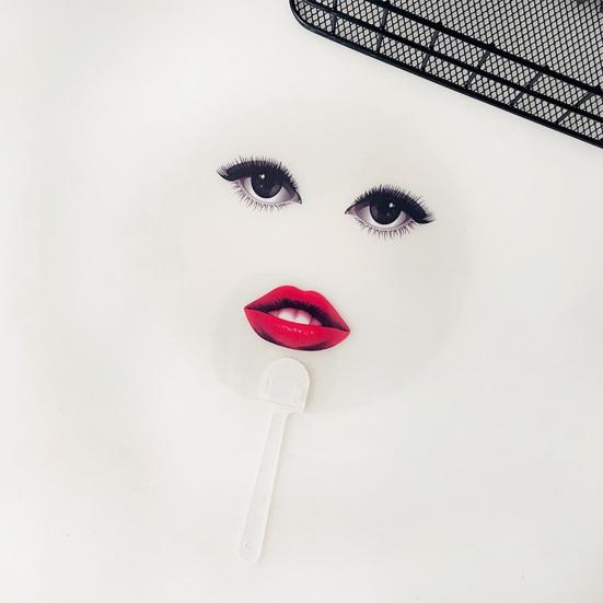 Transparent Funny Expression Round Fan with Long Handle Waterproof PVC Portable Lightweight Outdoor Travel Summer Handheld Fan Photo Props