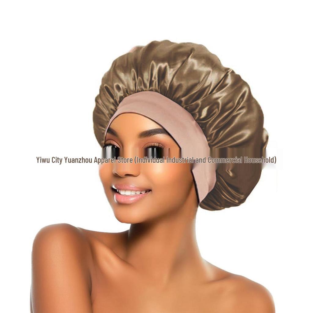 Women's Wide Brim Satin Sleep Cap – High Elasticity Hair Care Beauty Hat