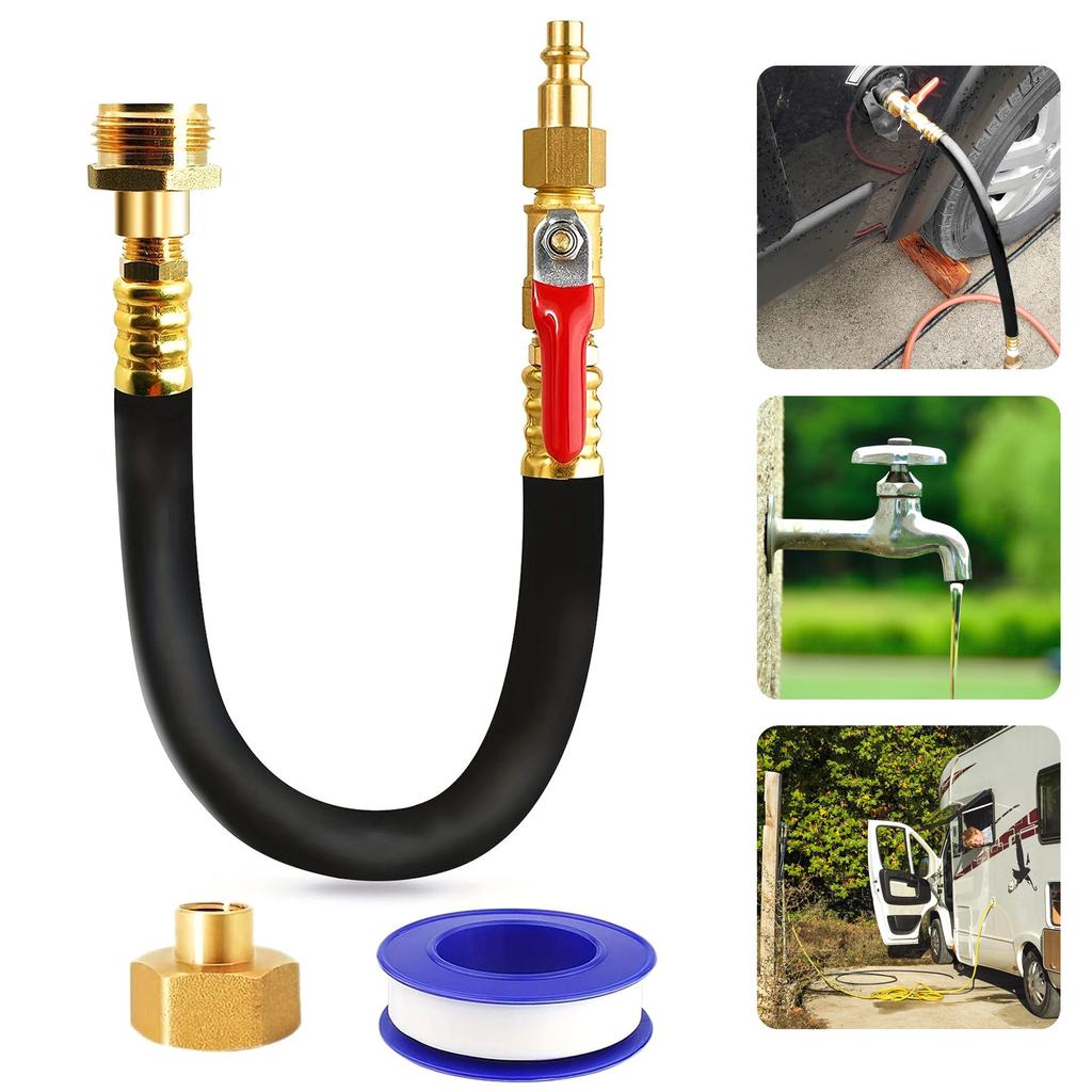 Water Blowout Adapter Winterize Blowout Adapter Hose with Shut Off Valve Quick Connect Sprinkler Winterization Kits