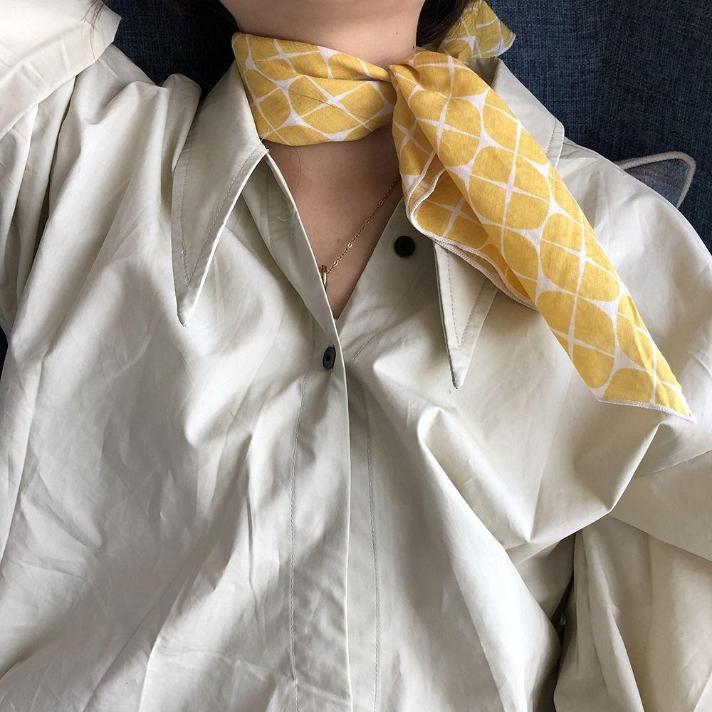 Flower Cotton Linen Neckerchief Silk Scarf Printed Scarf Small Square Scarf Korean Style Scarves