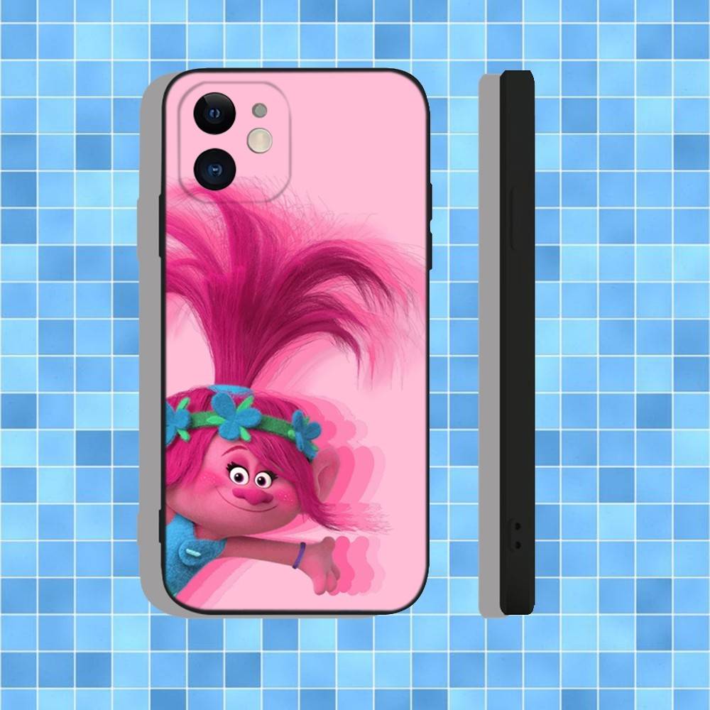 T-Trolls Cute Cartoon Phone Case For iPhone 17,16,15,14,13,12,11,Pro,Max,Plus,Air,X,XS,XR,SE,8,7,Mini,Soft Black Case