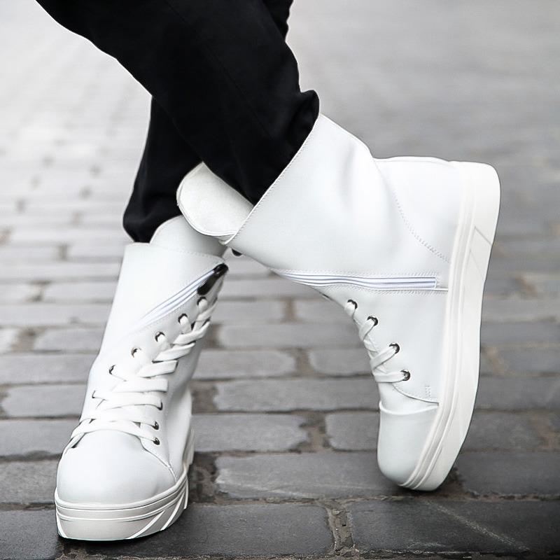 Luxury Shoes High Quality White Shoes for Men Comfortable Flat High-top Shoes Men Lace-up Casual Shoes Men Boots Zapatos Hombre