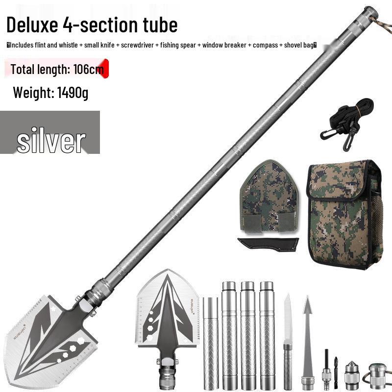 Многофункциональная складная лопата для улицы: Марганцевая сталь, Идеально подходит для кемпинга, рыбалки, внедорожного использования и задач, выполняемых с помощью транспортного средства