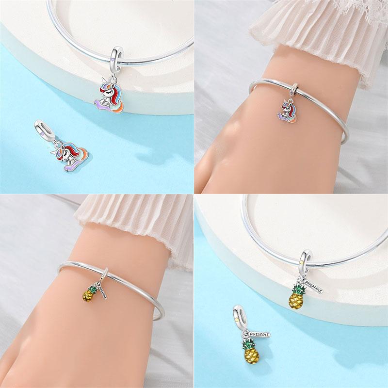 Copper Strawberry, Watermelon, Pineapple Bead Moon And Sun For European Original Bracelet Jewelry Accessories Diy