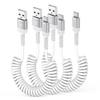 USB Type C Cable 1.2M*3 Pieces Coil Type Extend iPhone 15 Charging Cable QC3.0 Fast Charging Type C Cable High Speed Data Transfer Max 3A USB-A To