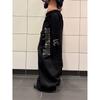 Vintage Washed Hip-Hop Pants Wide-Leg Joggers Letter Print Tapered Hem Casual Streetwear Men