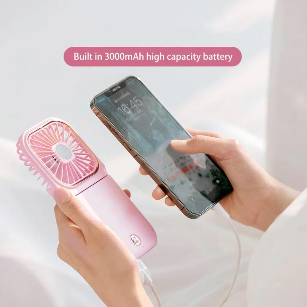 Adjustable Portable Handheld Fan With Vanity Mirror Pocket Fan Personal Desk Fan Summer Gift