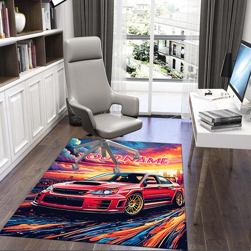 1PC Custom Name "Custom Car Artwork" Theme Floor Mat Ideal for Living Room, Game Rooms, Office, Bedroom, Office Floor Mat , Floor Mats for Home