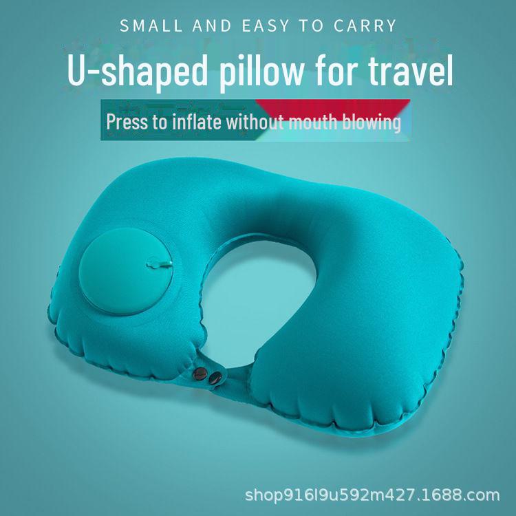 Надувная U-образная подушка для шеи для путешествий, работы или дома