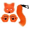 Therian Mask+Tail+Gloves Set Halloween Cosplay Costume Accessories Fox Mask Tail Half Face Faux Furs Foxy Tail Cat Mask