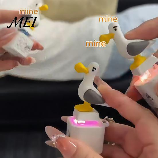 Portable Keychain Toy 1/2Pcs Seagull Mine Button Keychain, Rechargeable Fidget Clicker with Real Pocket-sized Stress Sound & LED Light, Mini