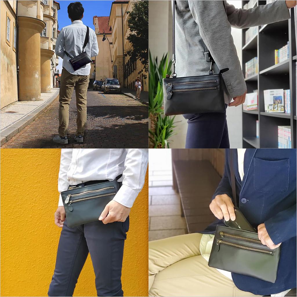 Genuine Leather Horizontal Shoulder Bag Sacoche 190g Made In Japan Toyooka Production Takehachi Manufactured Set of 2 Cable Bands Tm0611 +