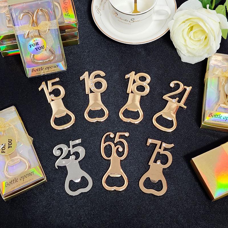 30/40/50/60/70/80 Number Shape Bottle Opener For Birthday Party Wedding Anniversary Souvenir Gift Kitchen Gadget1