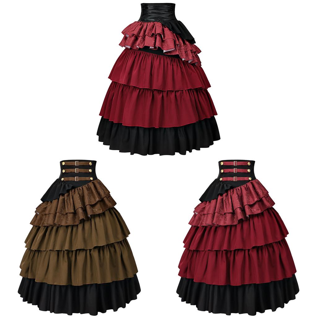 Gothic Steampunk Pirate Skirt For Women With Layered Ruffles For Costume Parties