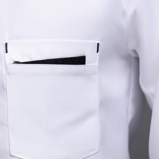 Unisex Chef Shirt Kitchen Single-breasted Short Stand Collar Kitchen Stain-resistant Loose Sleeve Bakery Restaurant Canteen Waiter Top Cook Uniform