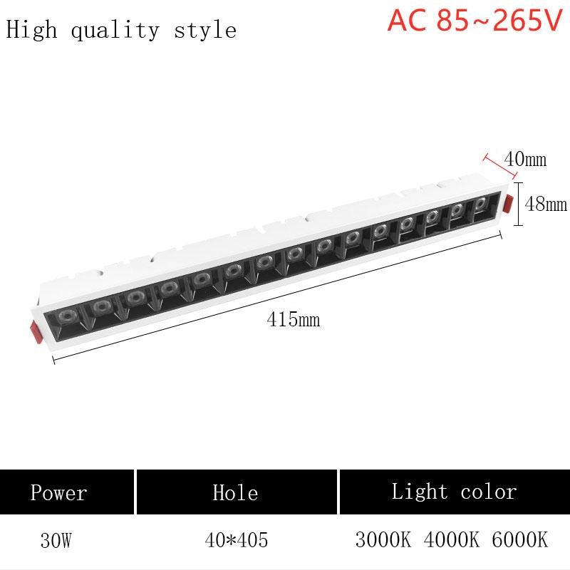 High Quality 10W/20W/30W 110~240V LED Spot Light Line Lamp Bar Creative Linear Long Living Room Corridor Recessed Down Light