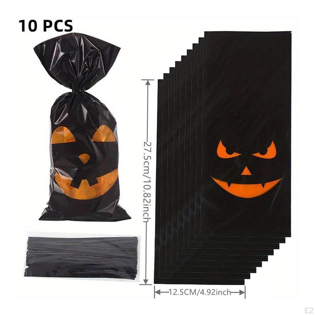 10 Pieces Halloween Favor Bags,Halloween Candy Bags,Flat Bags,Creative,Halloween Treat Bags for