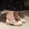 Soft Mary Jane Shoes Fashionable and Comfortable Spring and Summer Middle Heel Soft Bottom Commuting Small Size Women's Shoes