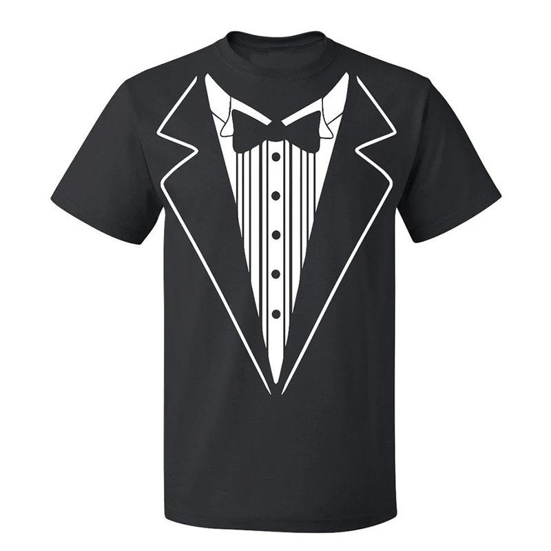 Black Funny Tuxedo T-Shirt Print Funny T-Shirt Tee Shirt Homme Unisex Top Short Sleeve O-neck Party Street Tshirts
