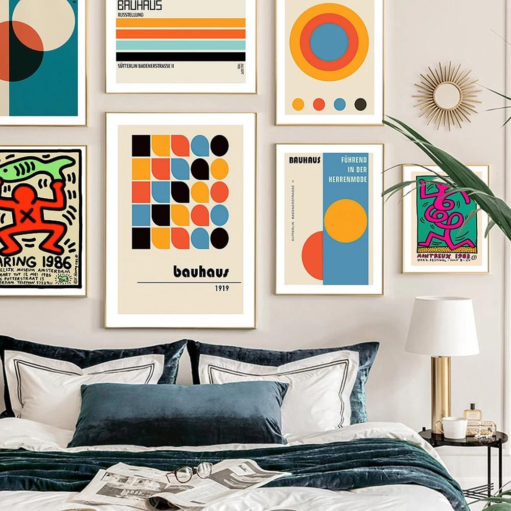 Выставочные плакаты и принты Баухауза, абстрактная геометрия Кита, настенная живопись на холсте, картина для гостиной, украшение дома, без рамки