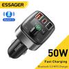 Essager 50W Usb Car Charger For Phone Fm Transmitter Bluetooth 5.0 Hands Free Car Kit Mp3 Player Fast Charge Car Phone Charger