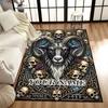 1PC Custom Name "Dark Gothic Ram Skulls" Theme Floor Mat Ideal for Living Room, Game Rooms, Office, Bedroom,Floor Mat Playful Design