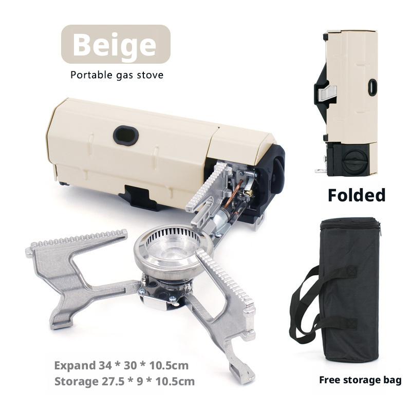 Portable Stainless Steel Simple Foldable Butane Camping Stove with Windproof Design for Outdoor Manual Cooking
