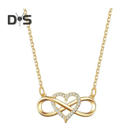 Ожерелье с бесконечным сердцем для женщин, ожерелье с подвеской в виде сердца из кубического циркония, романтические подарки на день рождения для девушки-жены