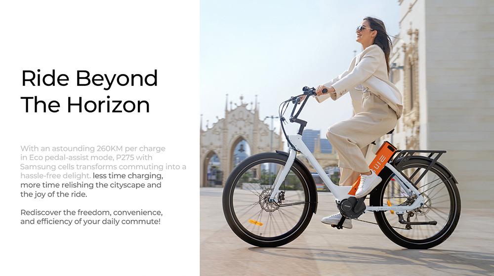 Городской электрический велосипед ENGWE P275 ST, бесщеточный двигатель со средним приводом и датчиком крутящего момента мощностью 250 Вт, аккумулятор 36 В, 19,2 Ач, максимальный запас хода 260 км
