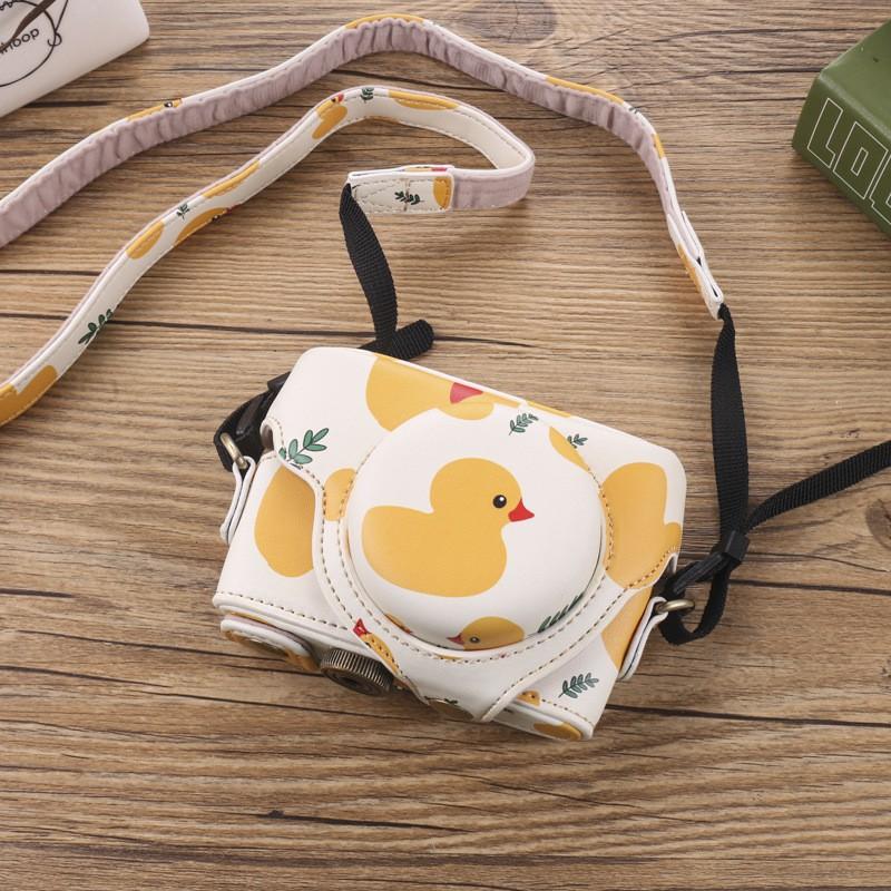 Sony ZV-1 ZV-1F Camera Case With Stand PU Leather Cover Compact Digital Cute Cartoon Design Shoulder Strap Bag