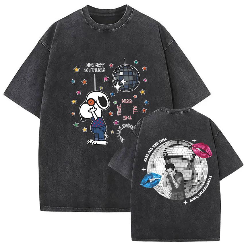 Kiss All The Time Disco Occasionally Tour Vintage Washed T Shirt Men Women High Quality Oversized Cotton Tshirt Streetwear