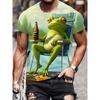 Funny 3D Frog Drinking Beer Pattern Printed Men's T-shirt Summer Casual Daily Street Short Sleeve T-shirt Extra Large Men's Top