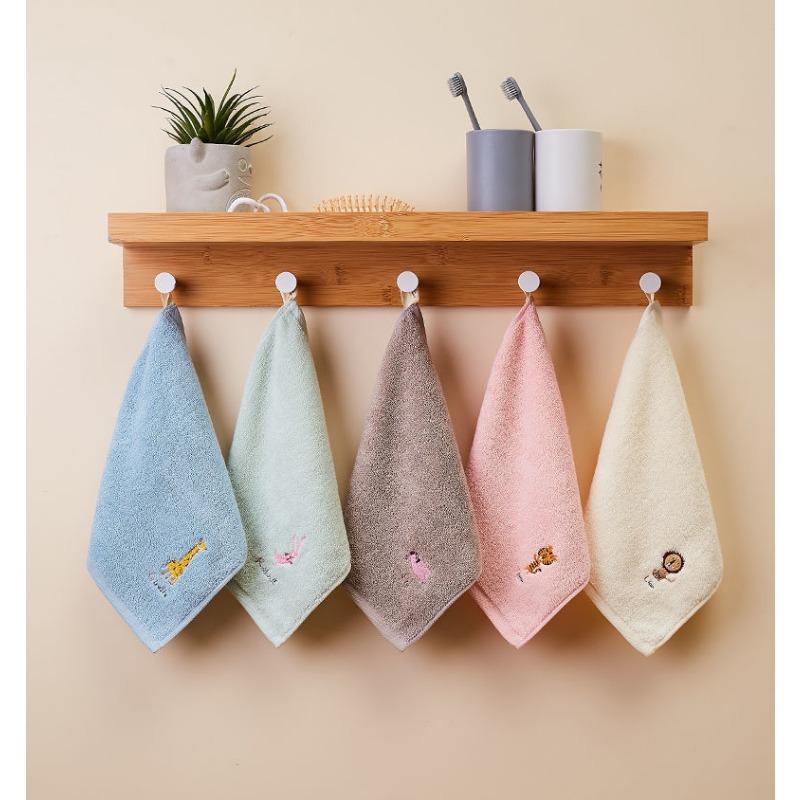 5 шт. Хлопковое маленькое квадратное полотенце мультяшное вышитое однотонное с крючком детское квадратное полотенце
