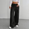 Женские брюки с низкой посадкой, на молнии и пуговице, прямые широкие длинные брюки с карманами, однотонные рубчатые брюки для отдыха