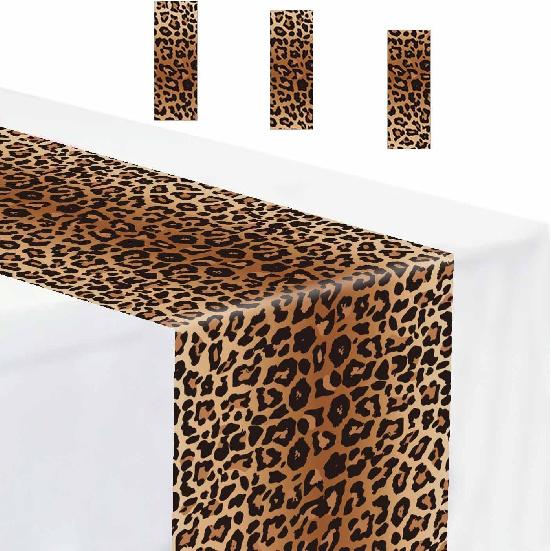6 PCS Leopard Print Table Runner 14 x 108 Plastic Table Runner for Leopard Theme Party Birthday Baby Shower Disposable Tables Runner