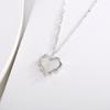 Серебряное колье 925 пробы с перламутром Национальный тренд Инкрустированный белый перламутровый кулон-сердце Винтажные украшения Подарок на День святого Валентина
